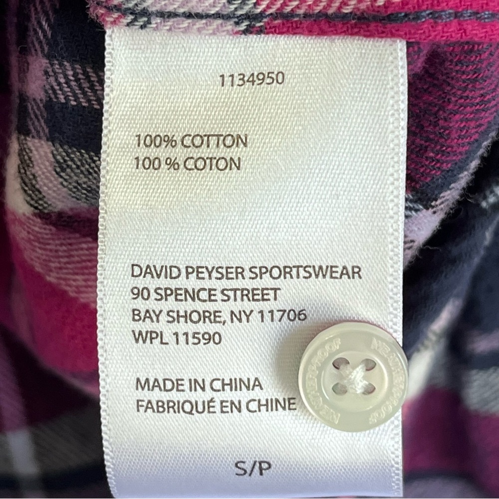 Weatherproof Woman’s Pink and Navy Plaid Button-Down Shirt - Picture 6 of 9